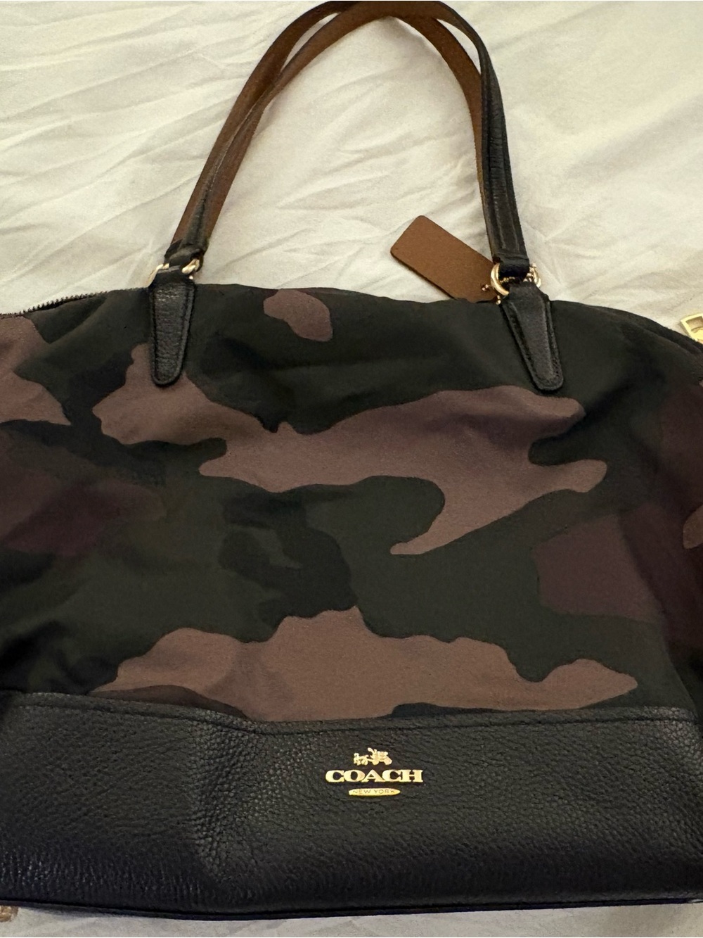 Coach Camouflage Tote in Black and Brown